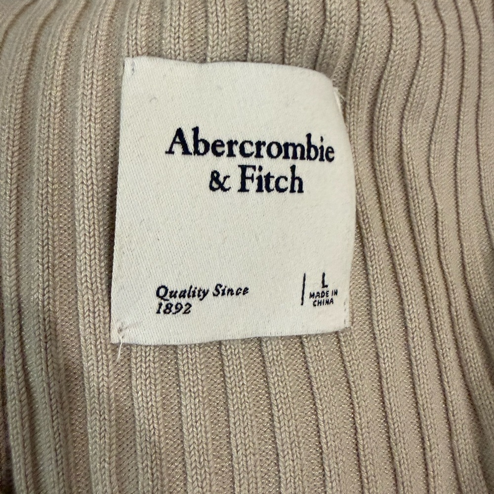 Abercrombie & Fitch Ribbed Cardigan Sweater Size Large Neutral Beige - Picture 3 of 3